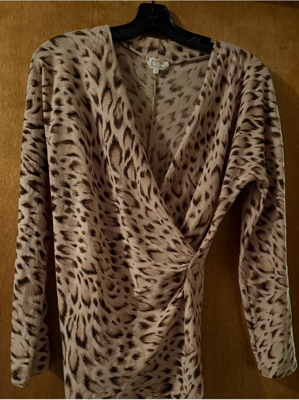 MaxMara Beige and Brown Leopard Print Wrap Blouse